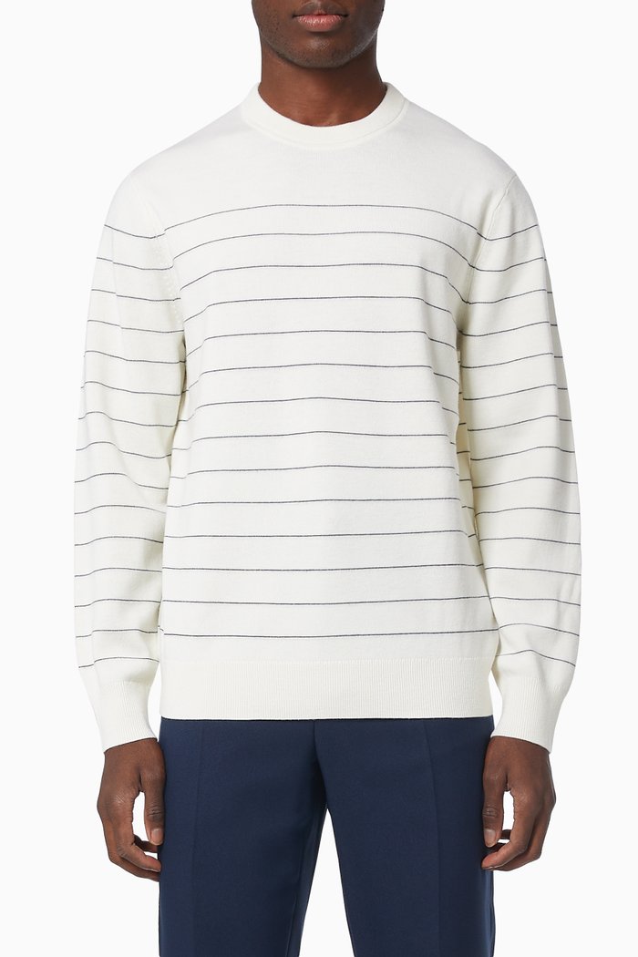 

Nathan Sweater in Striped Wool, Neutral