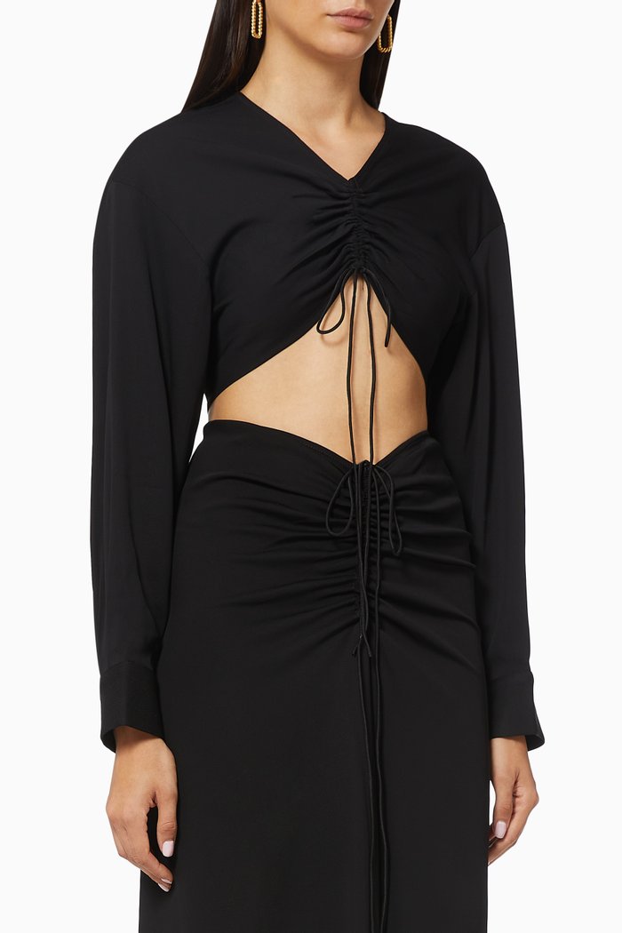 

Ruched Crop Top in Viscose, Black