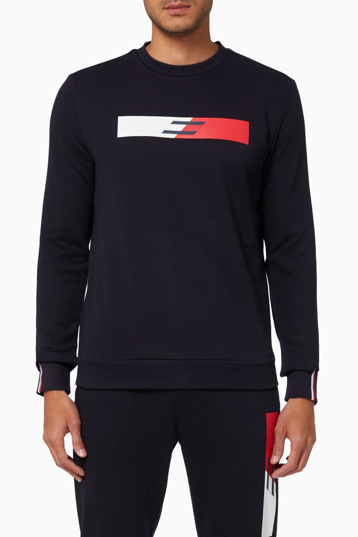 

Sport TH Cool Flex Logo Sweatshirt in Organic Cotton Blend Fleece, Blue