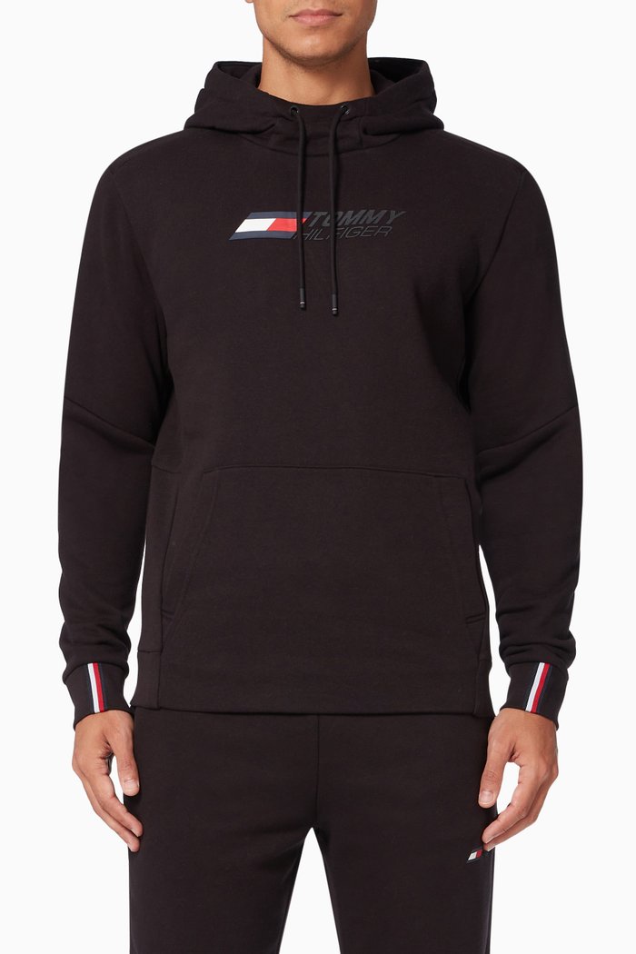 

Cool Flex Hoodie in Cotton-blend Fleece, Black