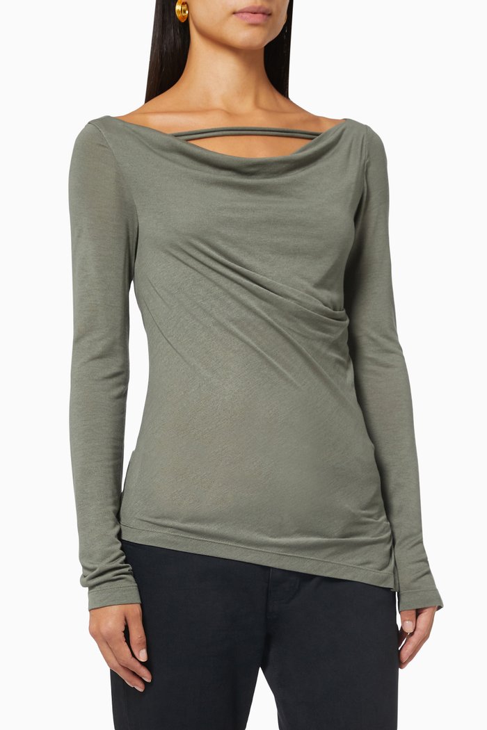 

Scala Ruched Top in Jersey, Green