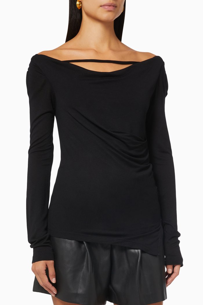 

Scala Ruched Top in Jersey, Black