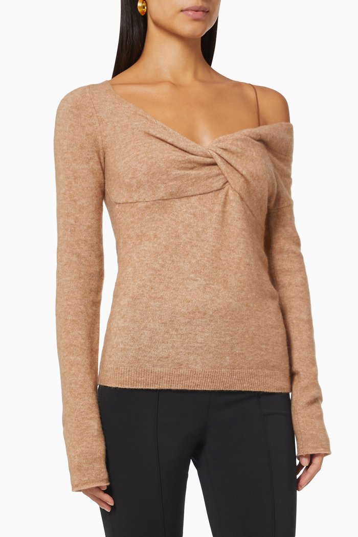 

Bungee Off Shoulder Sweater in Wool, Neutral