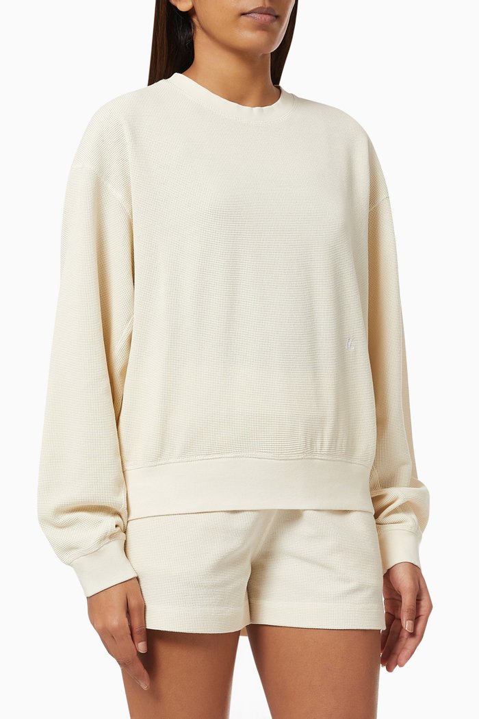 

Sweatshirt in Waffle Knit, Neutral