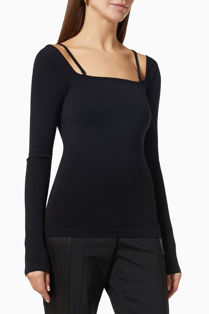 

Bra Strap Top in Jersey, Black
