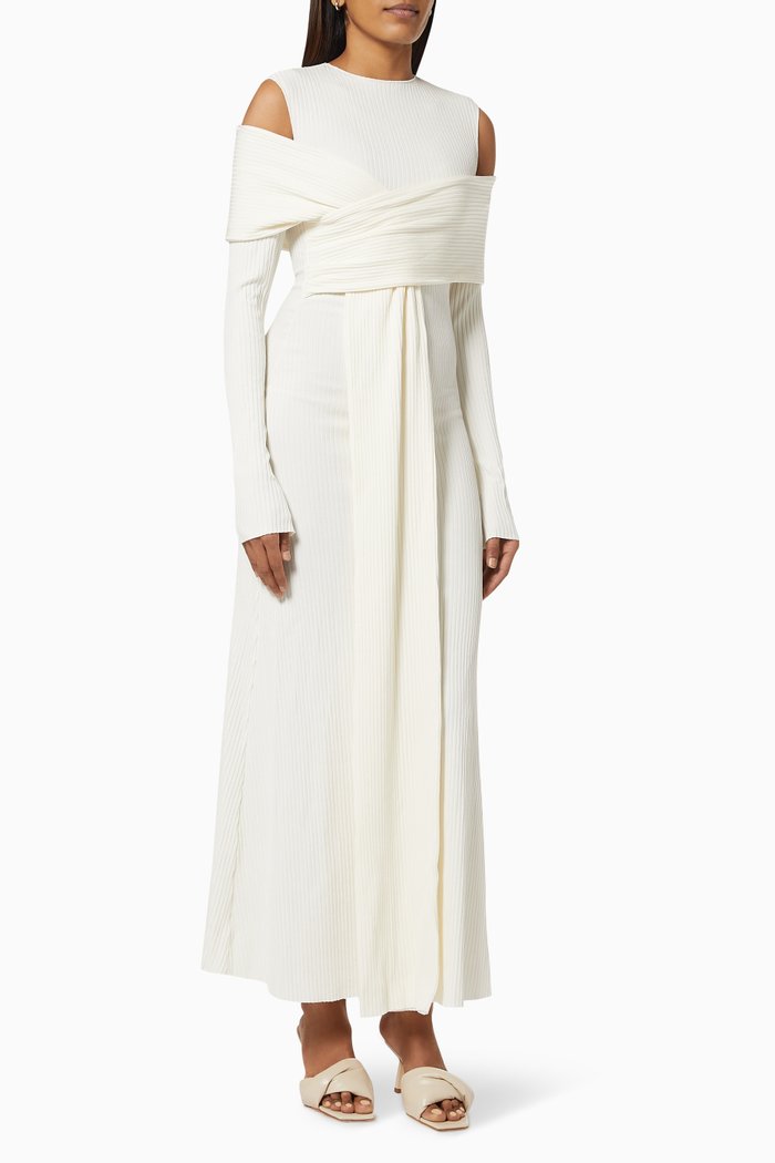 

Bandage Midi Dress in Ribbed Knit, White