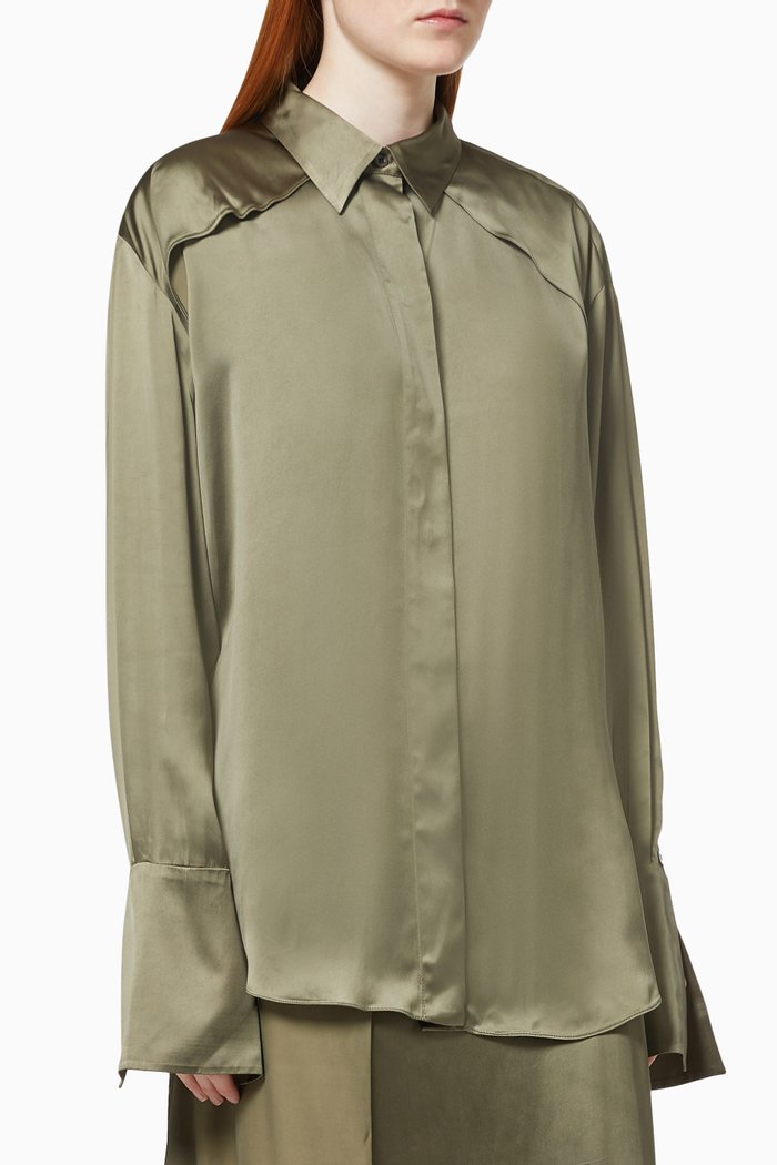 

Molten Shirt in Satin, Green