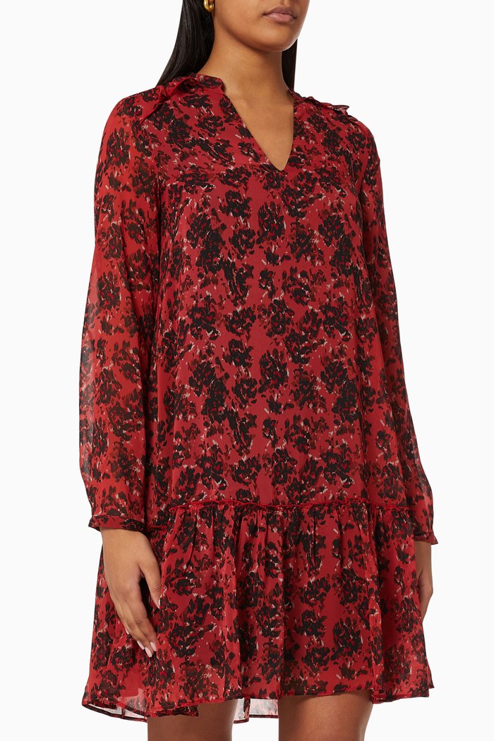 

Dress in Floral Outline Print Voile, Pink