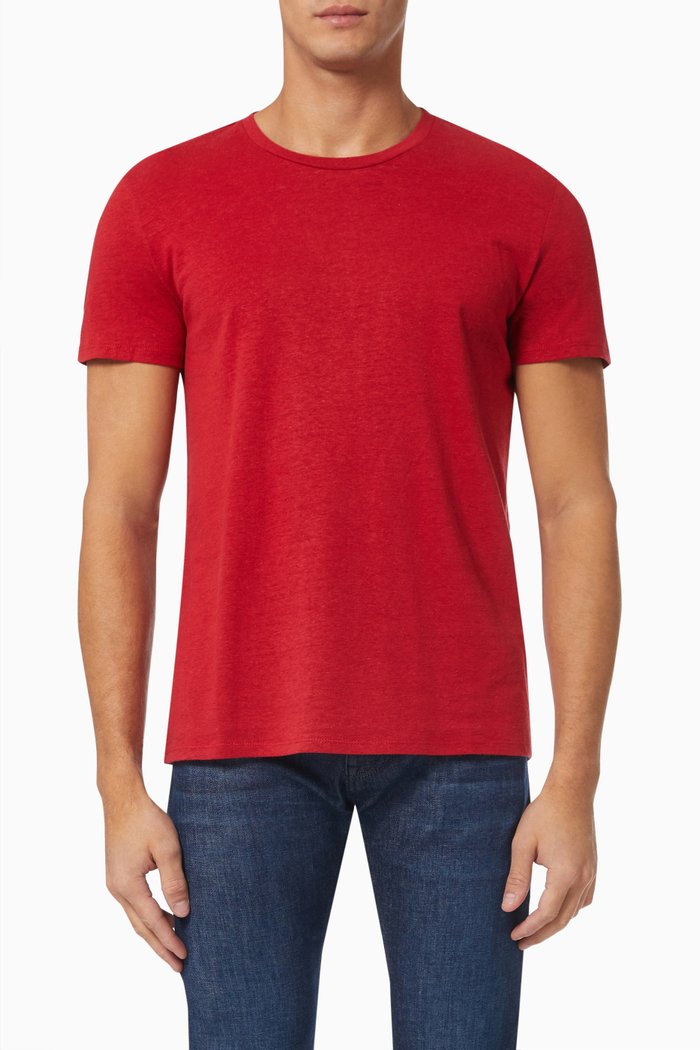 

Short Sleeve T-shirt in Cotton and Hemp, Red