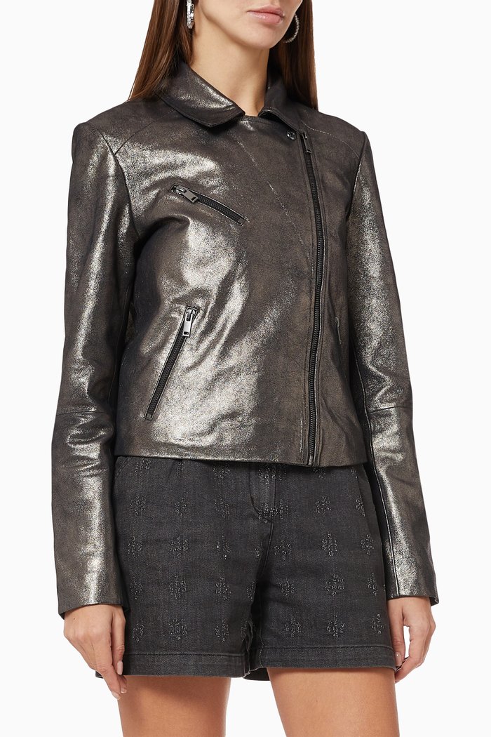 

Iridescent Jacket in Goatskin Leather, Grey