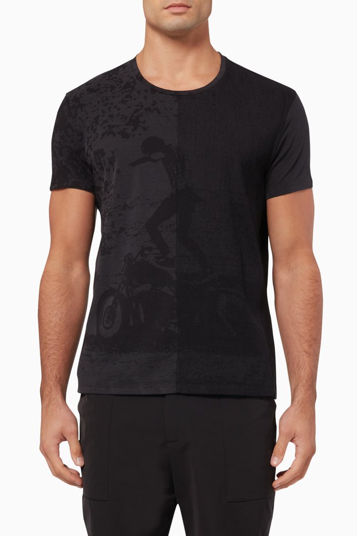 

Biker Embroidered T-shirt in Cotton Jersey, Black