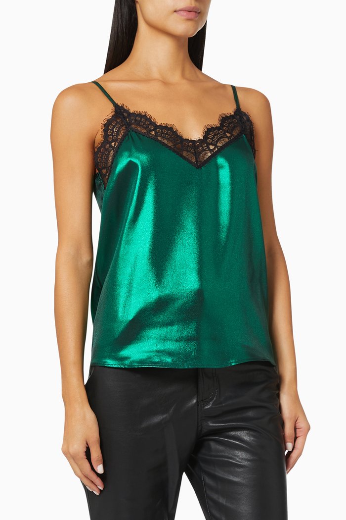 

Lace Camisole in Metallic Fabric, Green