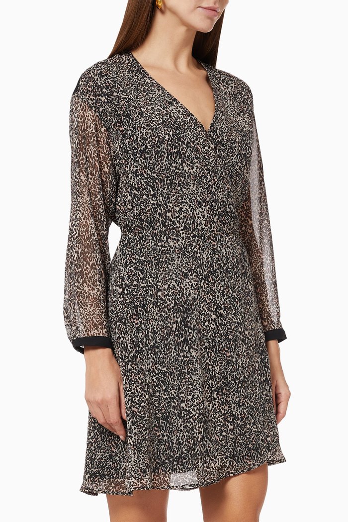 

Wrap Dress in Lynx Print Voile, Pink