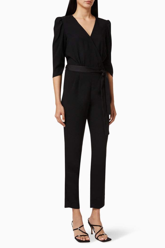 

Belted Jumpsuit in Crepe, Black