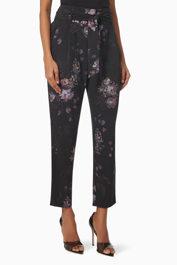 

Suit Trousers in Flower Outline Print Crepe, Pink