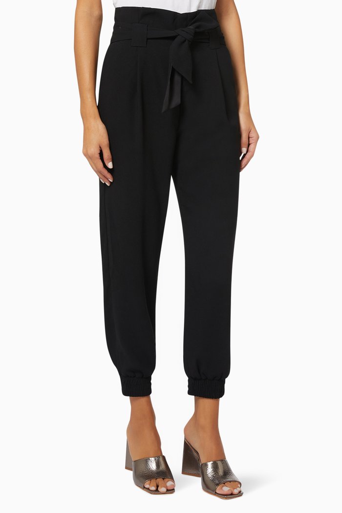 

High-Waisted Trousers in Crepe, Pink