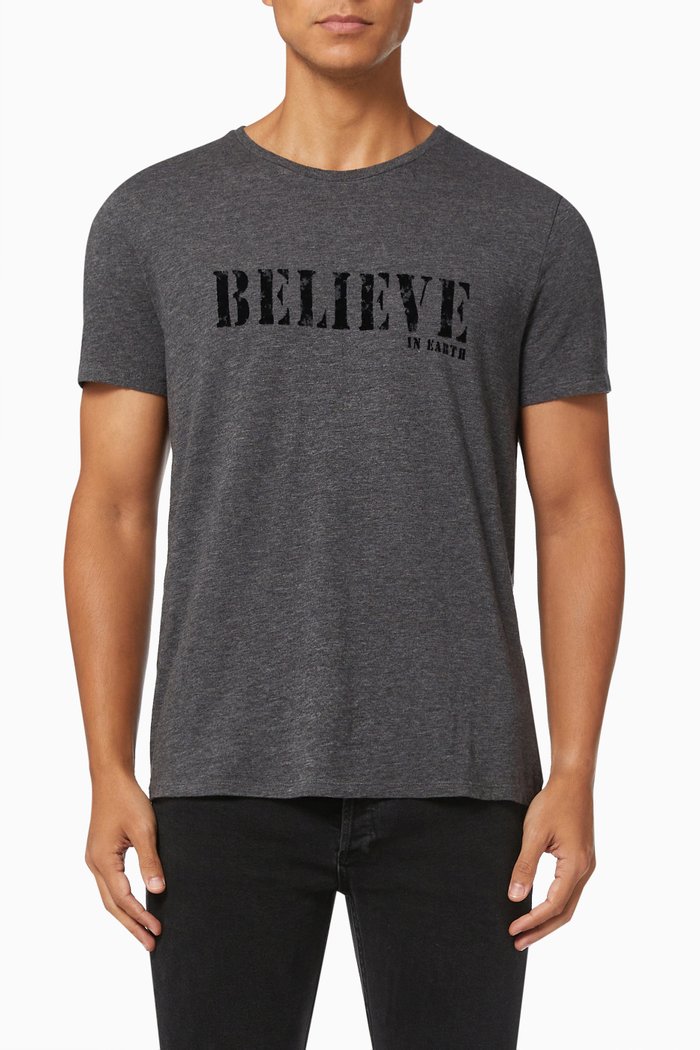 

Flocked Velvet Graphic T-shirt in Cotton, Grey