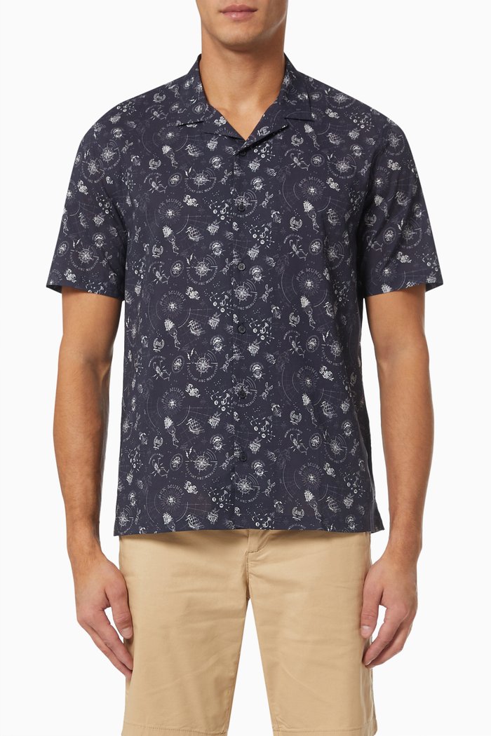 

Tattoo Print Shirt in Cotton, Blue