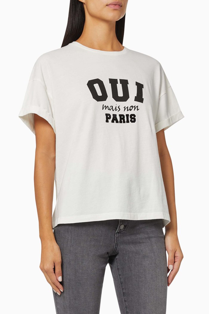

Flocked Print T-shirt in Cotton, White