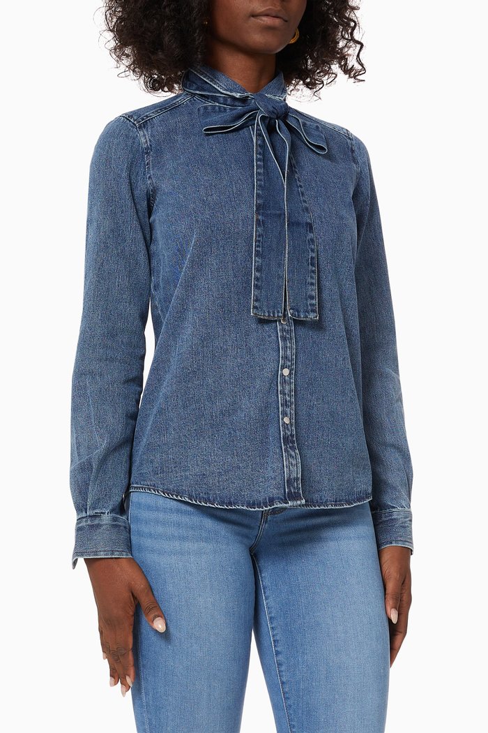 

Denim Shirt with Removable Tie, Blue