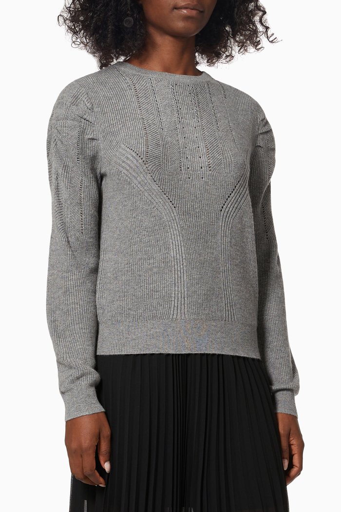 

Gigot Sleeve Studded Knit Sweater, Pink