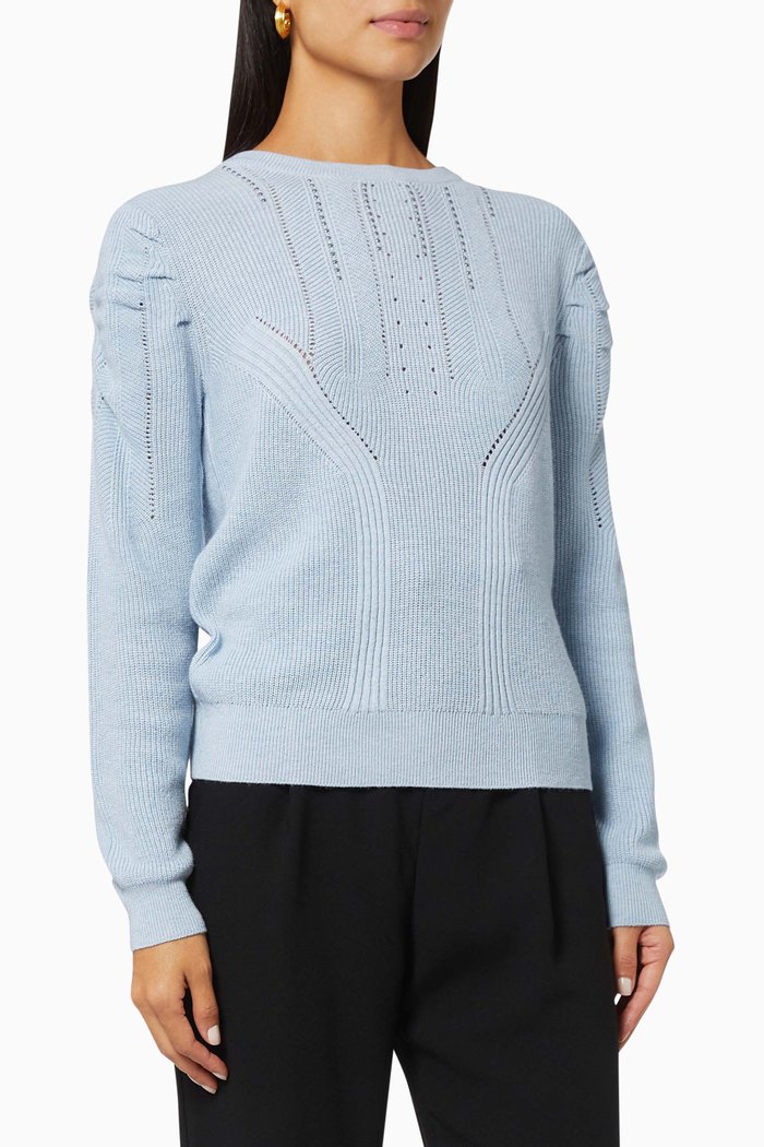 

Gigot Sleeve Studded Knit Sweater, Pink