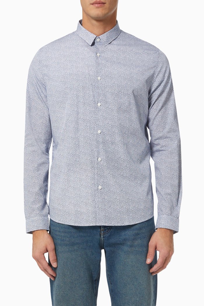 

Mini Anchors Print Shirt in Cotton, Blue