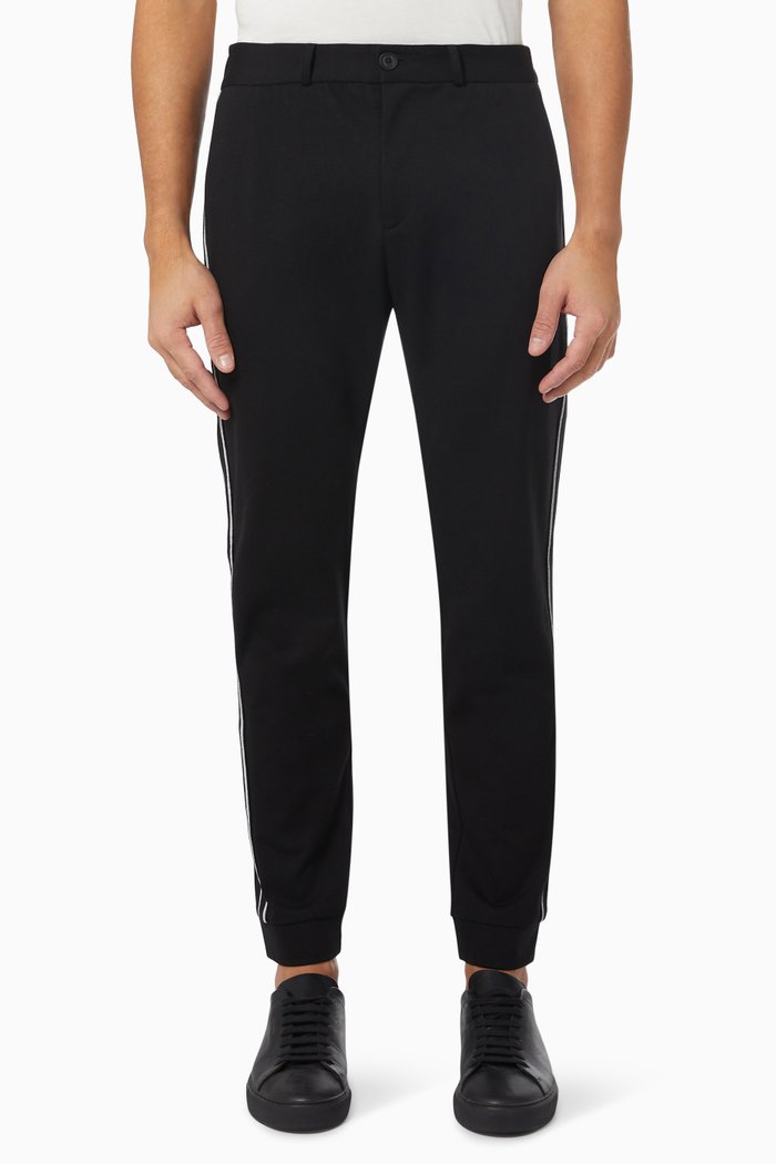 Dry Fast Cropped Joggers with Side Bands, Black