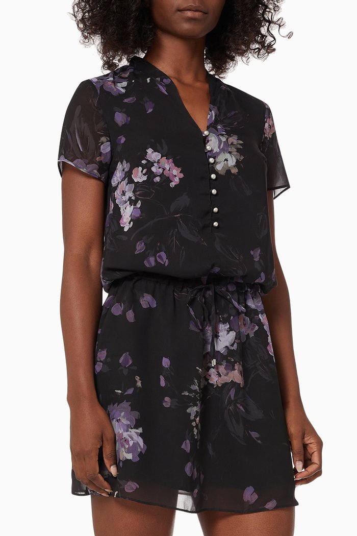 

Fitted Dress in Floral Outline Print Voile, Pink