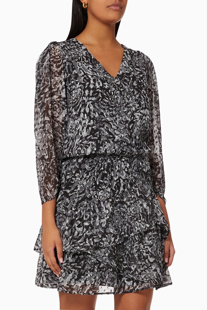 

Fitted Dress in Floral Outline Print Voile, Pink