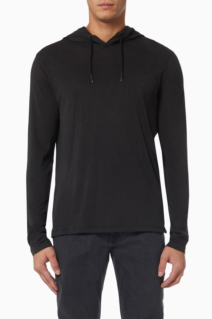 

Hooded T-shirt in Cotton & Lyocell, Black