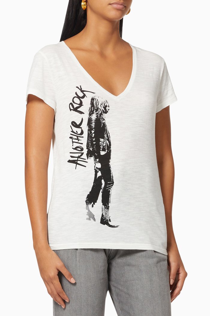 

Graphic Print T-shirt in Slub Cotton, White