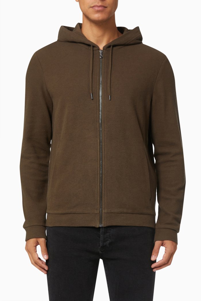 

Hooded Cardigan in Textured Knit, Brown