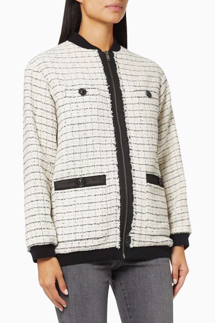 

Deconstructed Long Jacket in Tweed, White