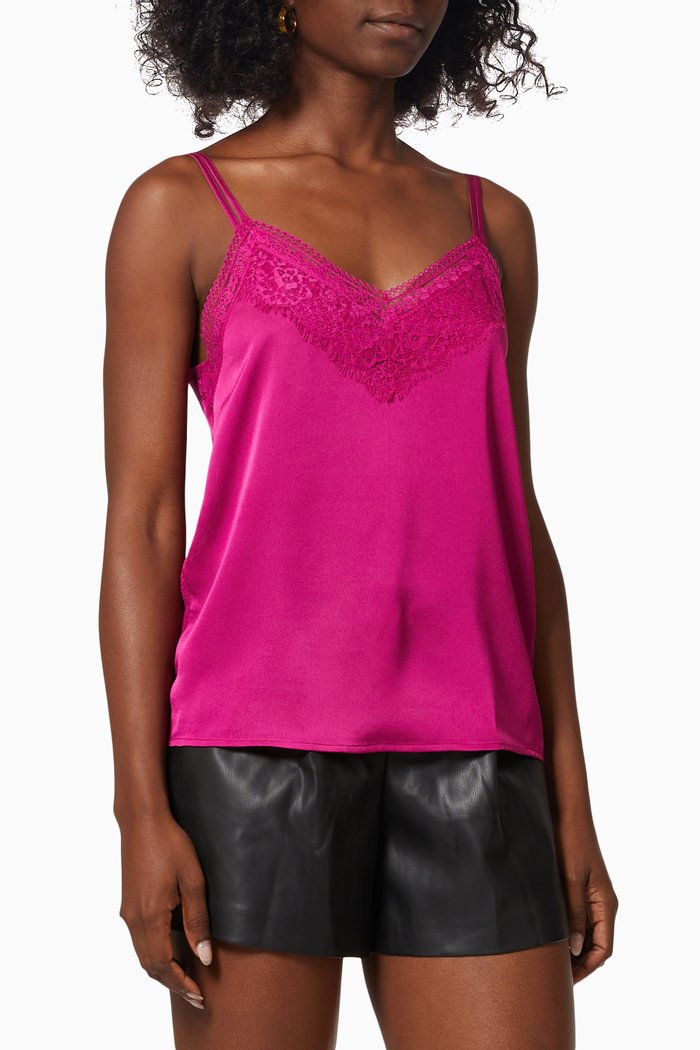 

Double Spaghetti Strap Camisole with Lace, Purple