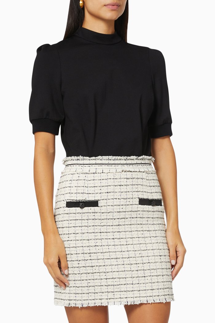 

Milano Knit Dress in Tweed & Jersey, Black