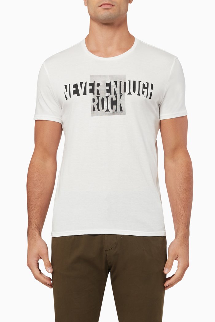 

Slogan Print T-shirt in Cotton Jersey, Neutral