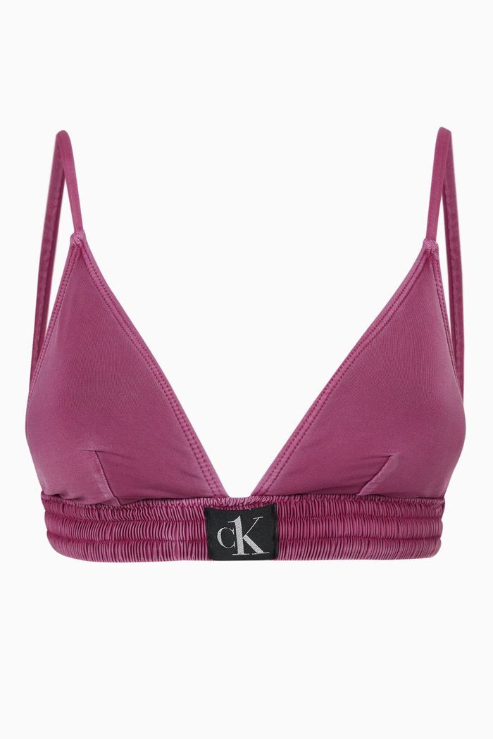 

CK Triangle Bikini Top in Stretch Nylon, Purple