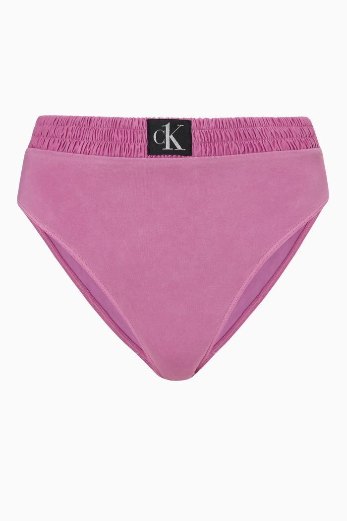 

CK Authentic High Waisted Bikini Bottom in Stretch Nylon, Purple