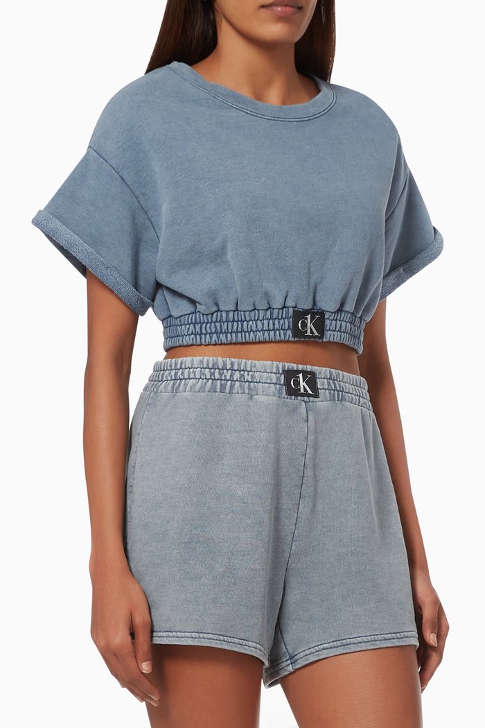 

Cropped Beach T-shirt in Terry, Blue