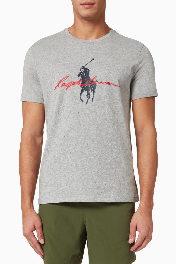 Logo T-Shirt in Cotton Jersey, Grey