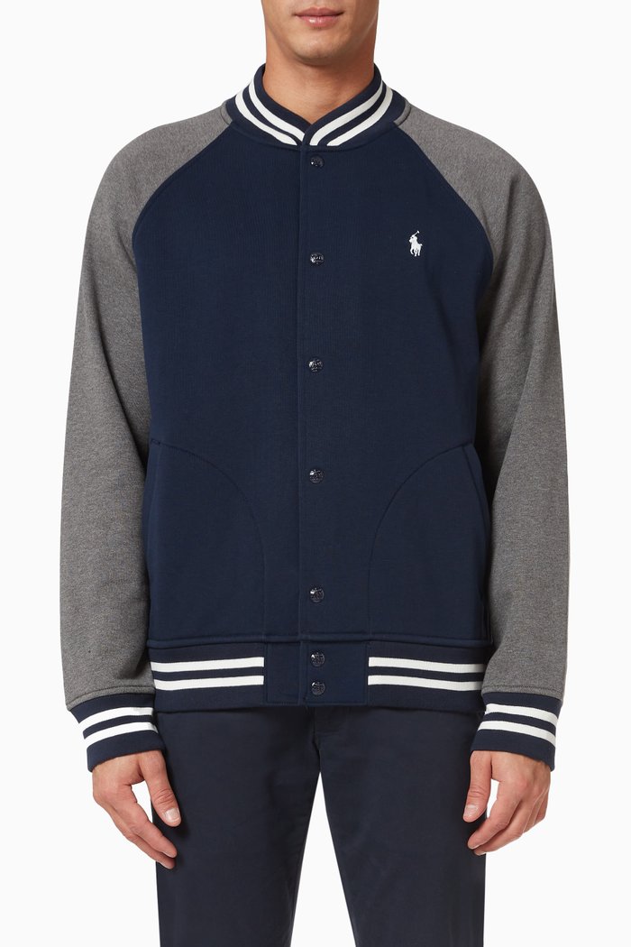 

Baseball Sweat Jacket in Fleece, Blue