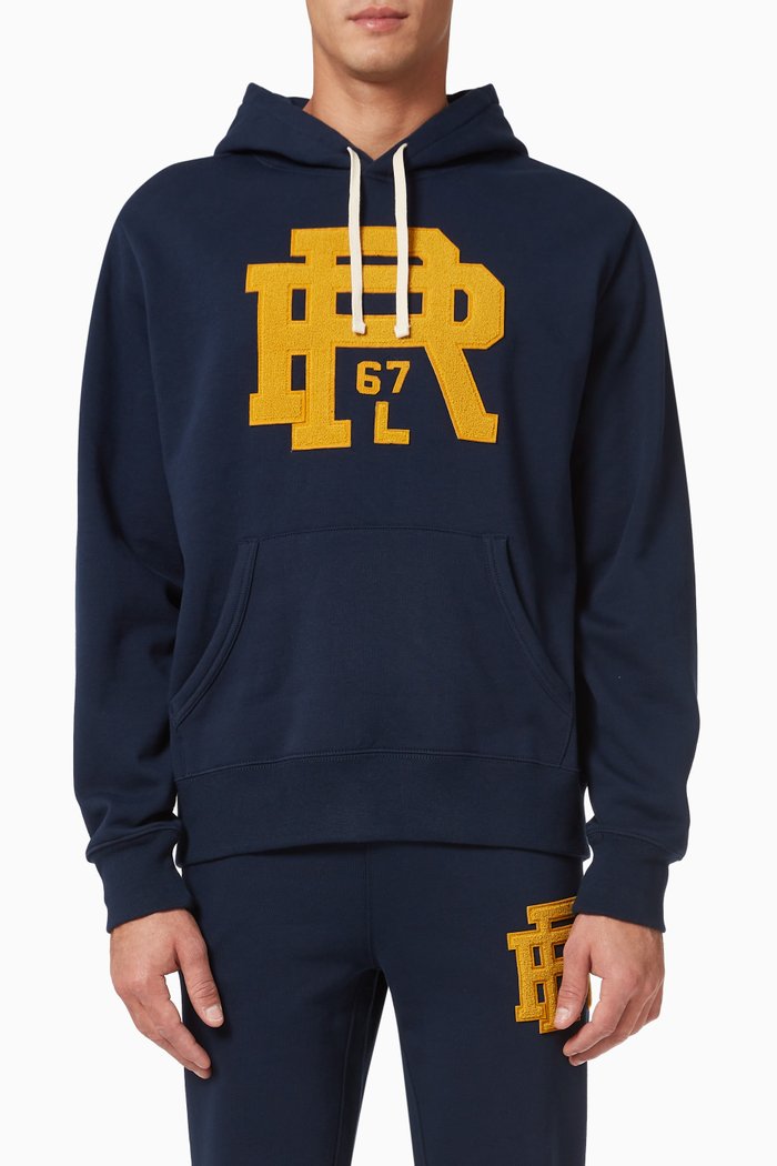 

Logo Hoodie in Cotton Blend Fleece, Blue