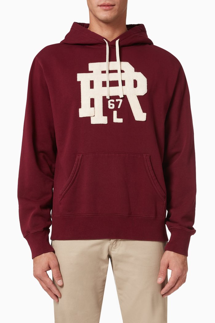 

Logo Hoodie in Cotton Blend Fleece, Burgundy