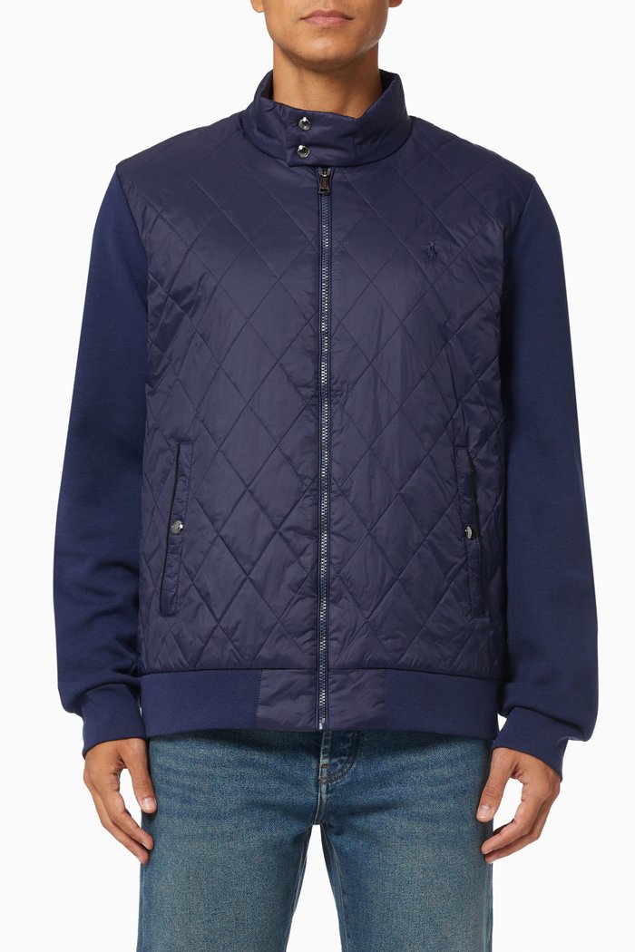 

Quilted Hybrid Jacket in Double-knit Fabric, Blue