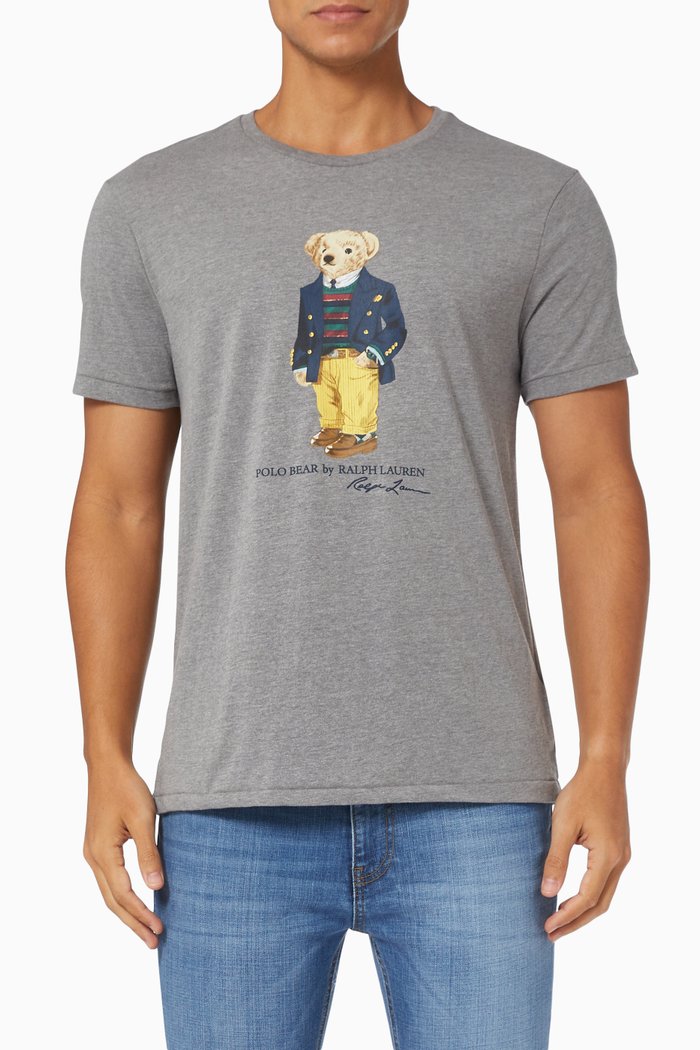 Signature Bear & Pony T-shirt in Cotton, Grey