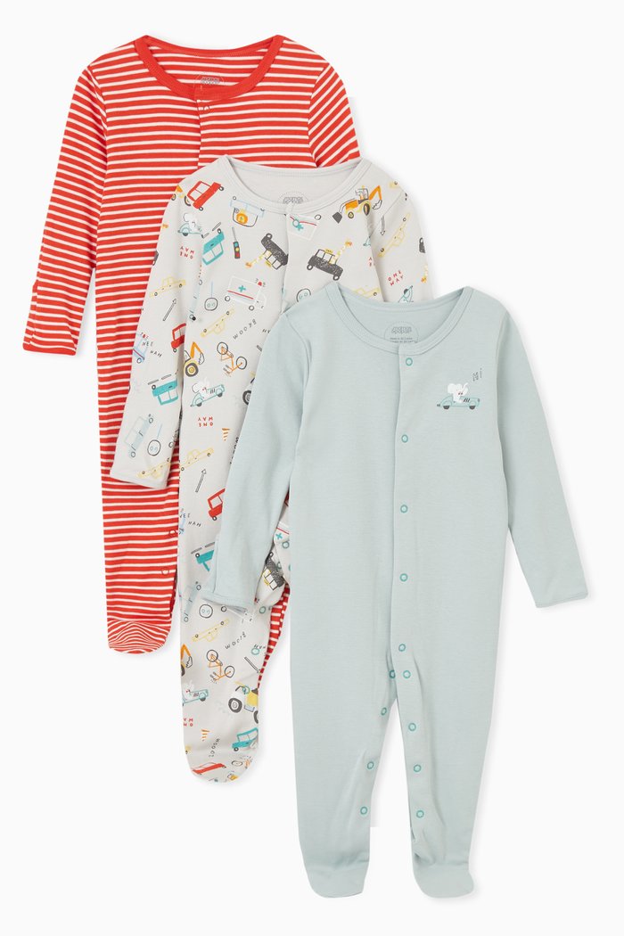 

Transport Sleepsuits, Set of 3, Multicolour