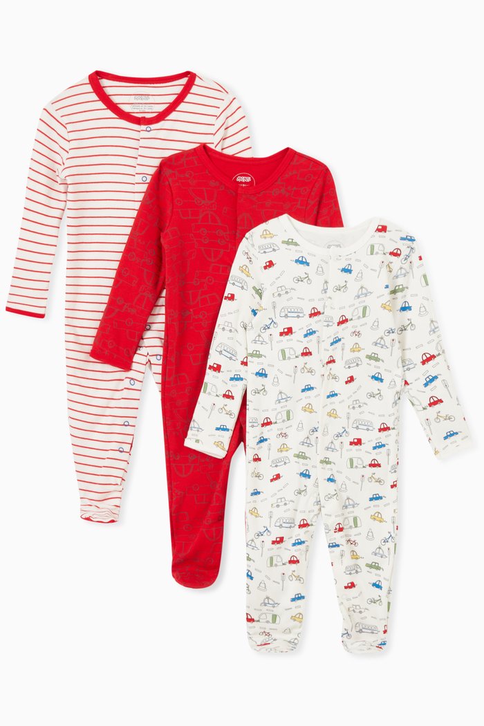 

Transport Sleepsuits, Set of 3, Multicolour