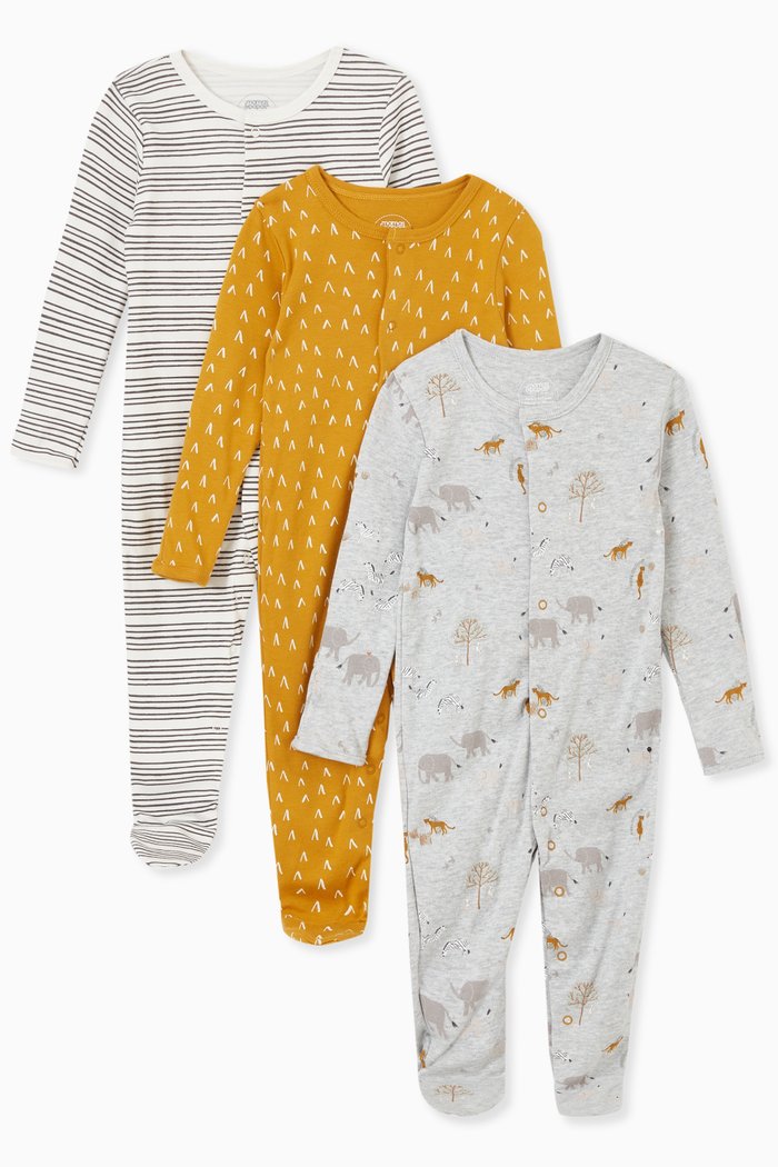 

Safari Sleepsuits, Set of 3, Multicolour