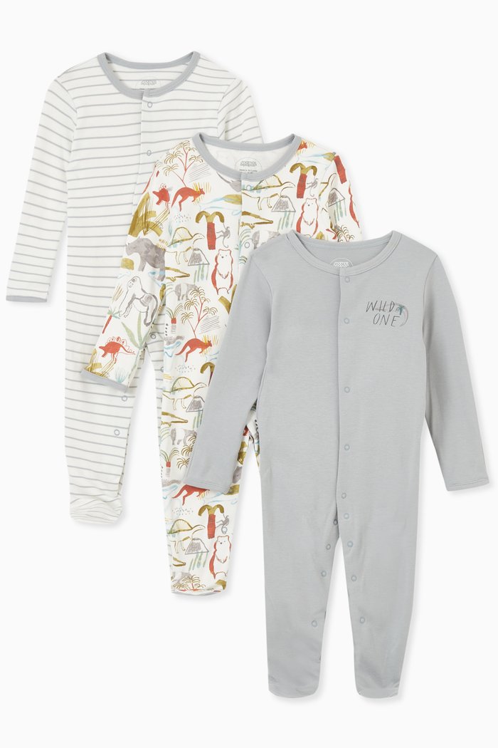 

Safari Sleepsuits, Set of 3, Multicolour